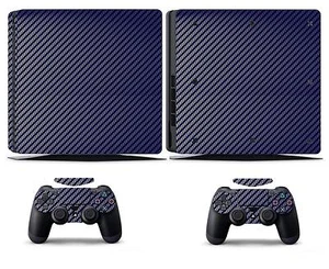 Blue Carbon Fiber Vinyl Skin Sticker Cover for Sony PS4 Slim PlayStation 4 SLIM - Picture 1 of 2