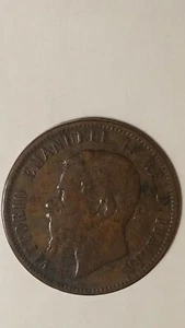  1862 10 CENTESIMI ITALIENISCHE MÜNZE PLUS 5 LIRA MÜNZE 1953, BEIDE SCHÖNE DETAILS - Bild 1 von 5