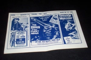 Monstruo adolescente arous planeta cerebro folleto años 50 vintage - Imagen 1 de 1