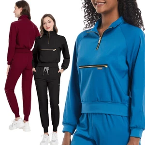 Stretch Women Scrub Set Medical Nurse Scrub Uniform Long Sleeve Jogger Workware - Picture 1 of 76