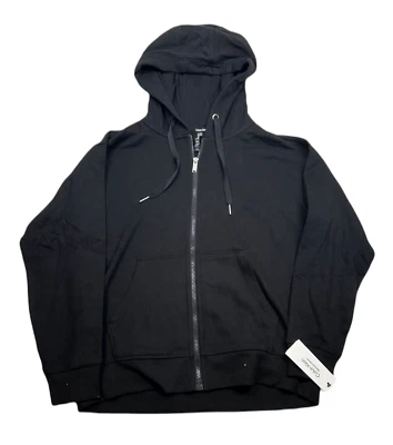 Calvin Klein Performance Fleece Hoodie Womens Small Black Logo Stripe Full Zip - Image 1 of 4
