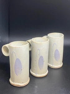 Art Pottery Mugs or Vase Decorated w/ Purple Flowers. Qty: 3 - Picture 1 of 3