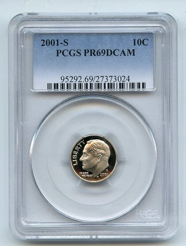 2001 S 10C Clad Roosevelt Dime PCGS PR69DCAM Cover