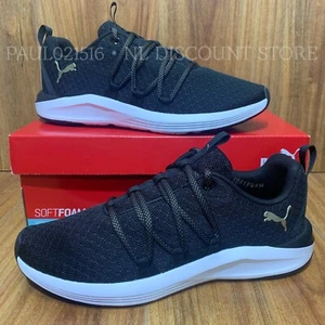 Zapatillas de correr de punto para mujer PUMA ~ negras/doradas ~ tallas y estado - Imagen 1 de 5