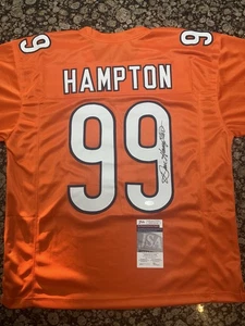 Von Dan Hampton signiertes Chicago Bears orangefarbenes individuelles Fußballtrikot JSA COA - Bild 1 von 4
