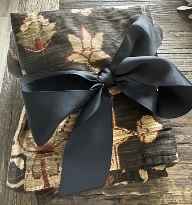 Edredom Ralph Lauren King Harriman e 2 fronhas King marrom cetim floral RARO EXCELENTE ESTADO USADO - Imagem 1 de 4