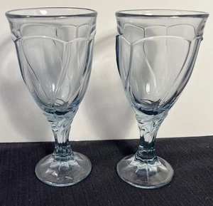 Noritake Sweet Swirl Japan Light Blue 8 Oz. Wine Glasses 6 3/4" Set of 2 - Picture 1 of 4