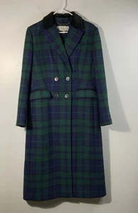Womens Hobbs London Patricia Wool Blend Plaid Double Breasted Coat 8 - Picture 1 of 8