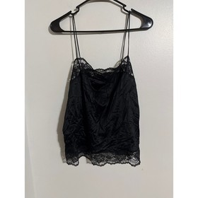 Undercover Wear Vintage Black Lace Trim Camisole Nylon Lingerie Top Size X USA