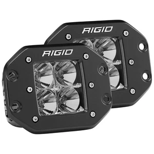 Rigid 212113 D-Series PRO Flood White Square LED Lights Pair Kit Black Aluminum - Picture 1 of 10