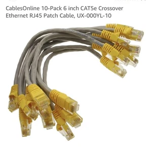 10-PACK 6 inch CAT5e Crossover Ethernet RJ45 Patch Cable, CablesOnline UX-000YL - Picture 1 of 3