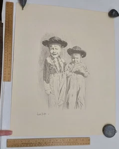 JOHN DIETZ - PRINT - Two young COWBOYS - DAMAGED - Picture 1 of 8