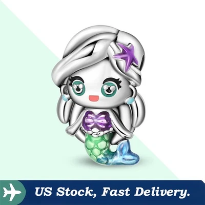 KUNSIR 925 Dije de Plata Esterlina Para Pulsera Océano Princesa Dije Cuentas Hágalo Usted Mismo Regalo Foto 1 de 4