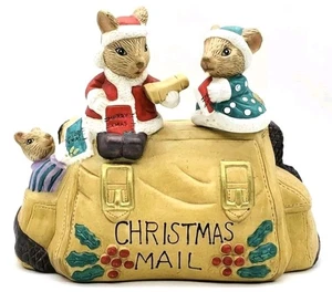 Vintage Mr. & Mrs. Santa Mouse Christmas Card Mail Holder Porcelain Home Decor  - Picture 1 of 13