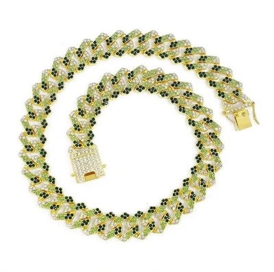 Colar de corrente masculino Invicta Elements XL DRIP - -VENENO ESMERALDA DOURADO -Novo em folha! - Imagem 1 de 2