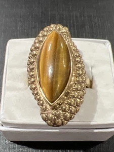 Vintage Ring Größe 12 Tigereye signiert Indien  - Bild 1 von 13