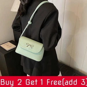Fashionable Stylish Solid Color Bow Knot Women's Shoulder Bag For Trendy Look - Picture 1 of 12