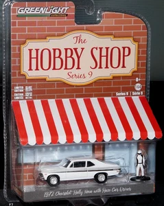 1968-1972 Chevy Nova Rally White W/ Race Car Driver Hobby Shop 1/64 Greenlight - Picture 1 of 1