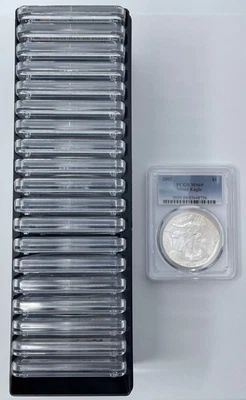 Set of 20 Silver Eagles 2002–2021 PCGS MS69 Blue & FDOI Labels - Free Shipping - Image 1 of 4