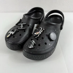 CROCS Star Wars Off Court Clog Men’s Size 13 Black w/ Jibbitz Tie Fighter Falcon - Picture 1 of 8