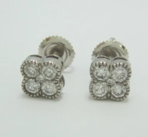 BEAUTIFUL LADIES 14K WHITE GOLD FOUR LEAF CLOVER DIAMOND EARINGS .26CT.   1.6G - Picture 1 of 8