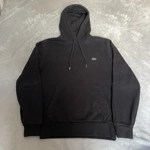 Lacoste Hoodie Jumper Mens Medium Black Cotton Blend Pullover Classic Fit - Picture 1 of 15