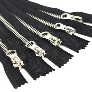5 PCS 10 Inch Black Silver Metal Zippers Bulk, 5 Close End, Sewing Bags Craft - Picture 1 of 2