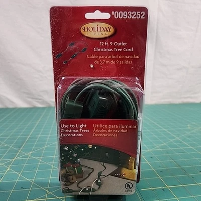 Christmas Tree Cord 9 Outlet 12' Length Holiday Living 18 Gauge 5 AMP New 93252 - Image 1 of 4