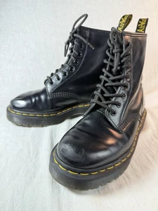 Dr. Martens AirWair NJ004 DOC Combat Boots Black Leather MENS SIZE 6 WOMENS 7 XX - Picture 1 of 11