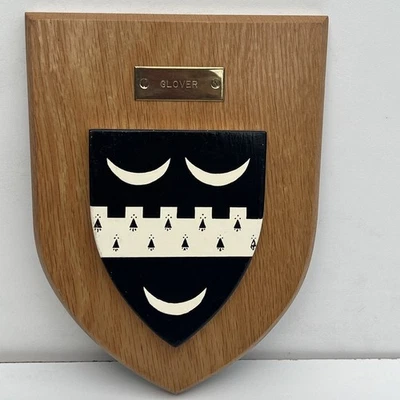 Glover Family Heraldry Coat  Of Arms Plaque. - Image 1 of 4