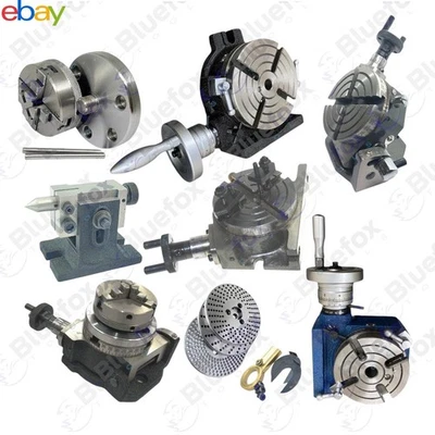 BLUEFOX Rotary Table Horizontal Vertical Tilting 3" , 4"+ Chucks + 80 & 100mm Round Vice
