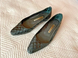 Manolo Blahnik Acolchado Cuero Negro Ballet Zapatos Planos Talla 38 EE. UU. 8 Italia - Imagen 1 de 13