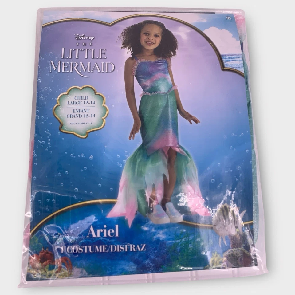 Disney Ariel The Little Mermaid Child Costume Dress Size Large 12-14 Halloween