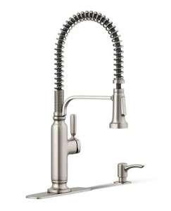 Kohler Ealing Pro Pull Down Kitchen Faucet, Stainless Steel, with Soap Dispenser - Picture 1 of 5