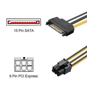 15 Pin SATA Power to 6 Pin PCI-e PCIE Adapter Cable 15CM UK Stock GPU riser - Picture 1 of 1