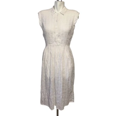 Vestido Christy Dawn Piper Blanco Semi Transparente Manga Gorra Reciclado Talla Grande Algodón Foto 1 de 4