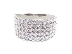 Mens .925 Silver W/ Round Cut White Cubic Zirconia Prong / Bezel Big Ring 32.0g - Imagen 1 de 5