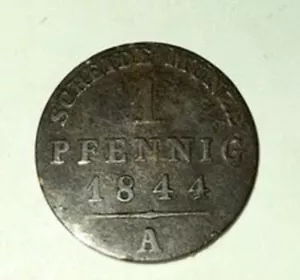 Sachsen-Weimar-Eisenach Carl Friedrich Cu 1 Pfennig 1844 A Berlin stampsdealer - Bild 1 von 2