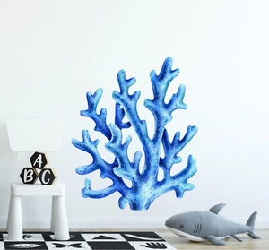 Blaue Koralle Wandtattoo Ozean Meer Korallenriff abnehmbarer Stoff Wandaufkleber - Bild 1 von 6