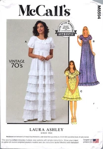 McCalls 8594 Vintage Retrò Anni 70 Modello Laura Ashley Vita Alta Riedizione di 4546 - Foto 1 di 5