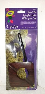 Dritz Loran Cuadrado Negro y Marrón Madera Chal Bufanda Chaleco Pin Palo de Pelo Pasador - Imagen 1 de 7