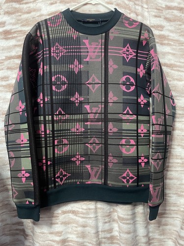 LOUIS VUITTON（LV） Felpa jacquard uomo verde rosa monogramma Louis Vuitton taglia S