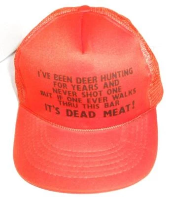 Vintage 70' Rare Hunter Orange Mesh Back Foam Front & Trim Humor Funny Hat  B175 - Image 1 of 4
