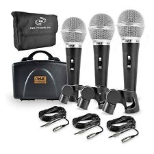 Pyle 3 Piece Professional Dynamic Microphone Kit Cardioid Unidirectional Vocal