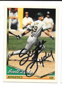 SCOTT LYDY 1994 TOPPS AUTOGRAPHED SIGNED # 160 OAKLAND A'S