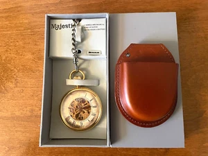 Majestron Vintage Mechanical Wind Up Pocket Watch with case and box - Picture 1 of 4