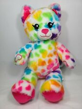 Build a Bear Multicolored Rainbow Hearts Kitty Cat 16” Stuffed Plush 