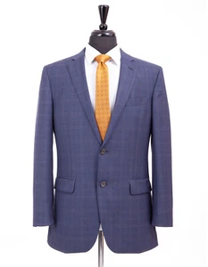 Men's Suit Alexandre Savile Row Blue Check 40L W36 L33 - Picture 1 of 12