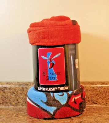 Delaware State Hornets Plush Rachel Throw Blanket 46"x60" NWT - Image 1 of 4