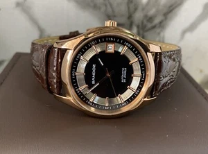 Sandoz Automatic Date-Just Black Dial ETA 25 Jewels Gents Watch Swiss Rare - Picture 1 of 8